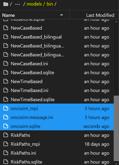 oncosim model files under bin