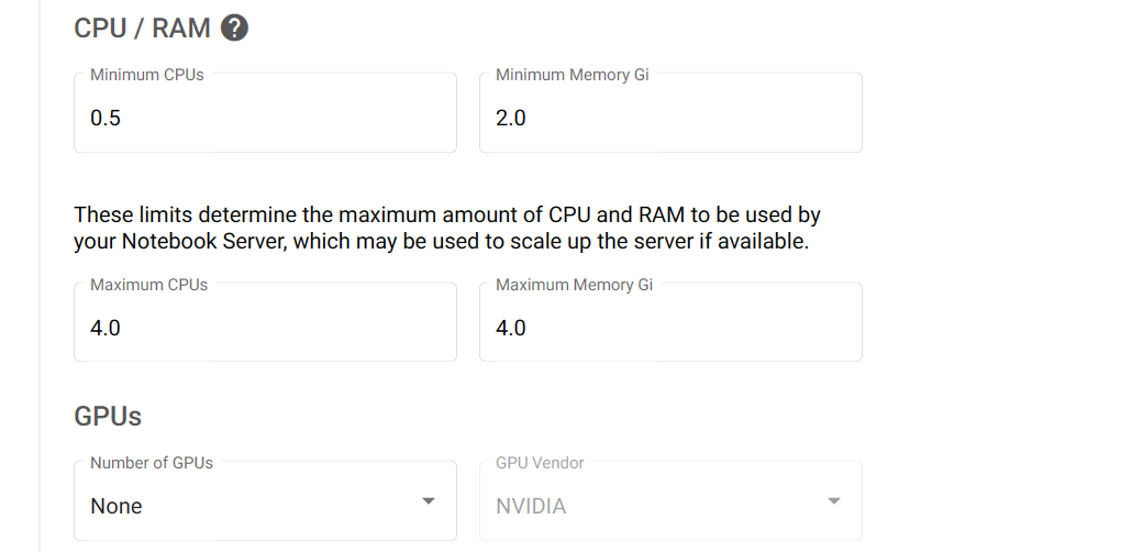 Select CPU and RAM