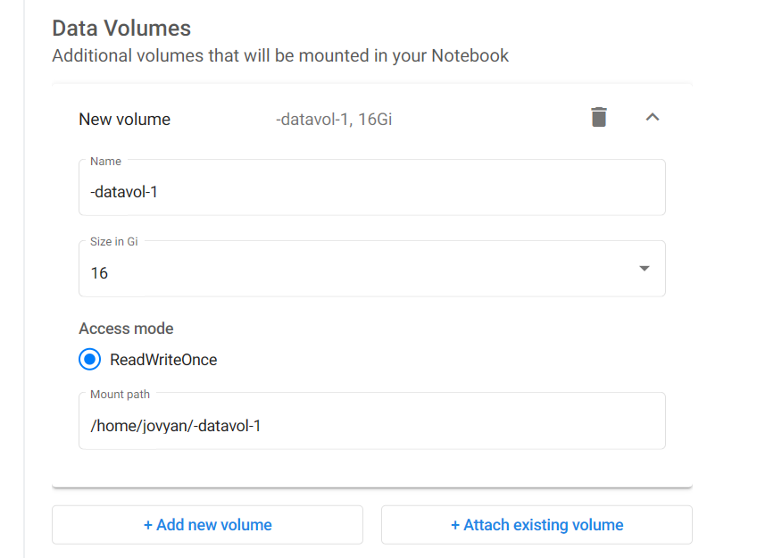 Create a Data Volume