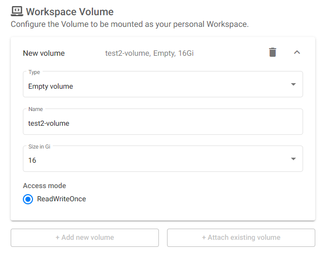 Create a Workspace Volume