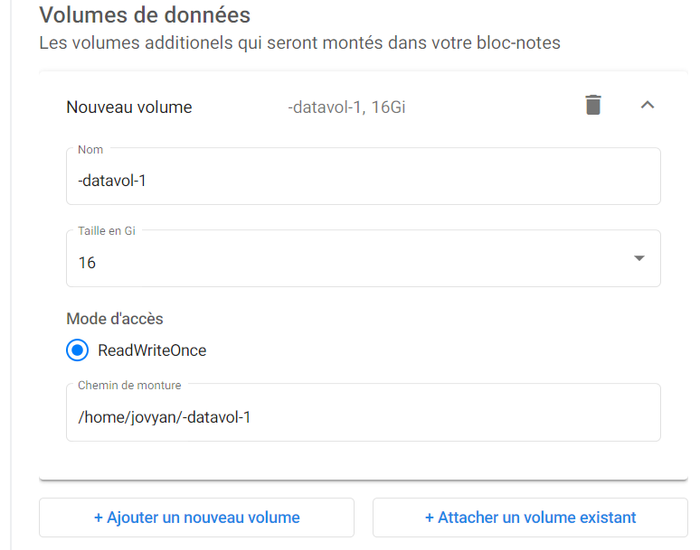 Ajout d'un volume existant à un nouveau serveur de bloc-note
