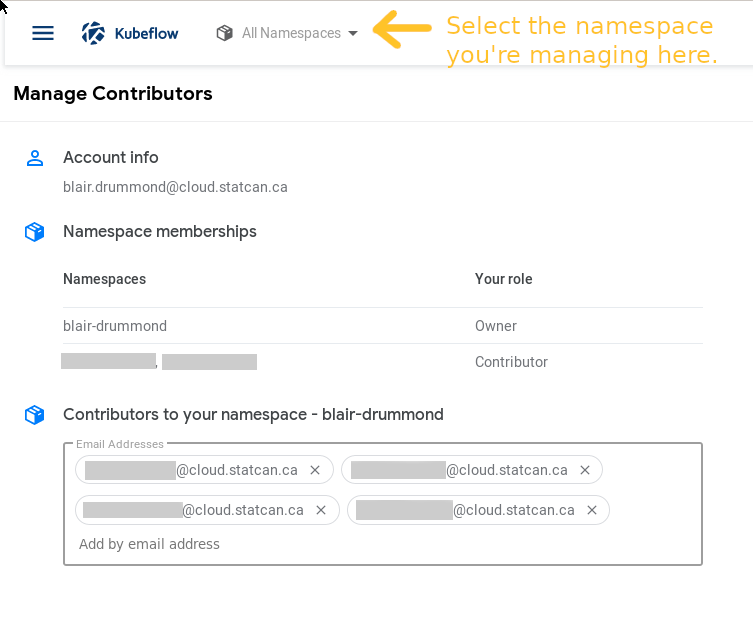 Select your Namespace