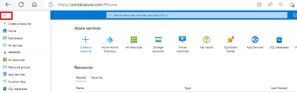 Azure Portal Home