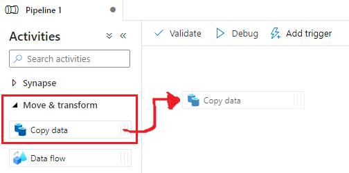 Drag and drop Copy data