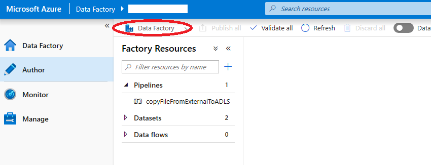 Data Factory Workspace