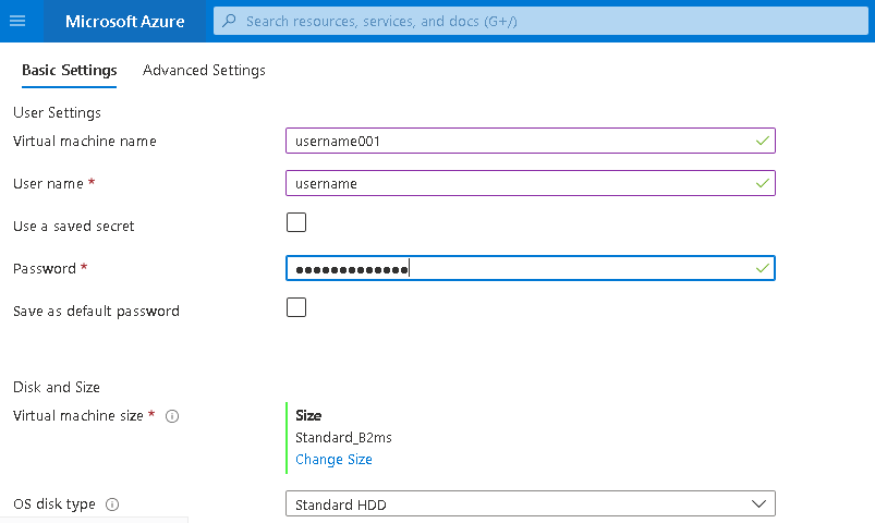 Enter New VM Details