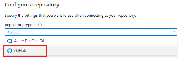 Under configure a repository, select GitHub