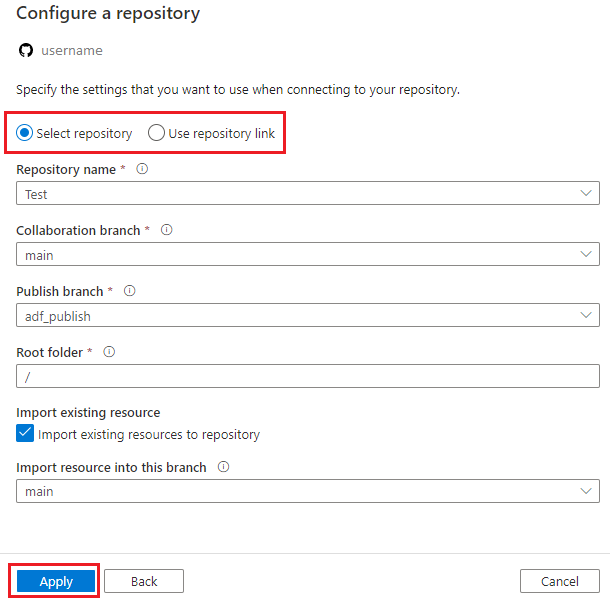 Configure repository settings