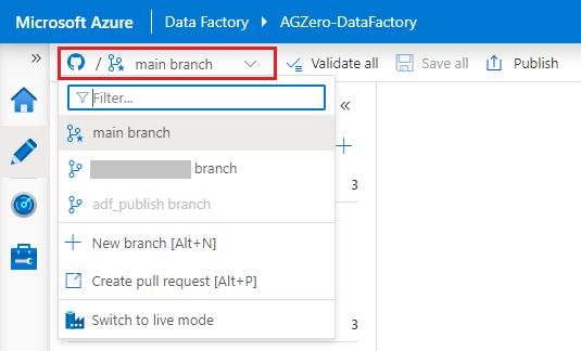 Change working branch