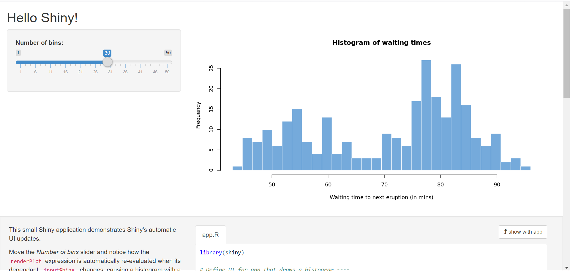 Hello Shiny example