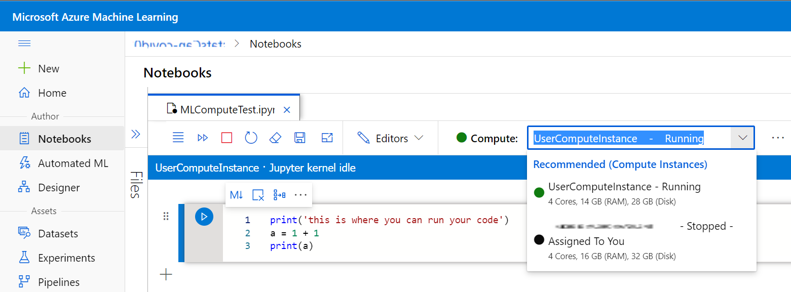 Select compute instance