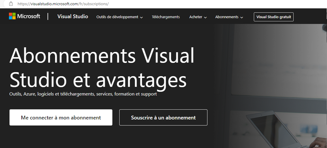 Connectez-vous à votre compte Visual Studio