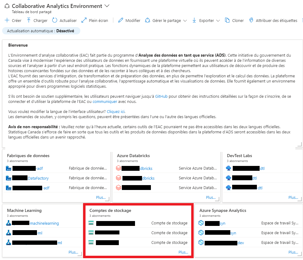 Storage from Dashboard