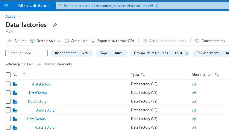 liste des Data Factories