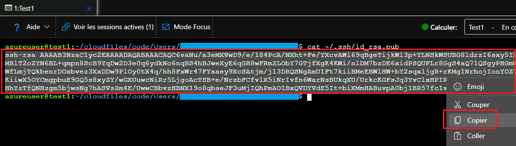 copier le clé SSH