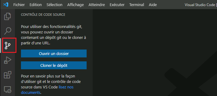 Cliquez sur l’onglet Source Control
