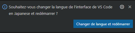 fenêtre contextuelle pour changer la langue