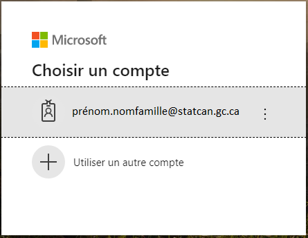 fenêtre Choisir un compte de Microsoft