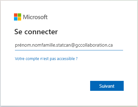 fenêtre Se connecter de Microsoft