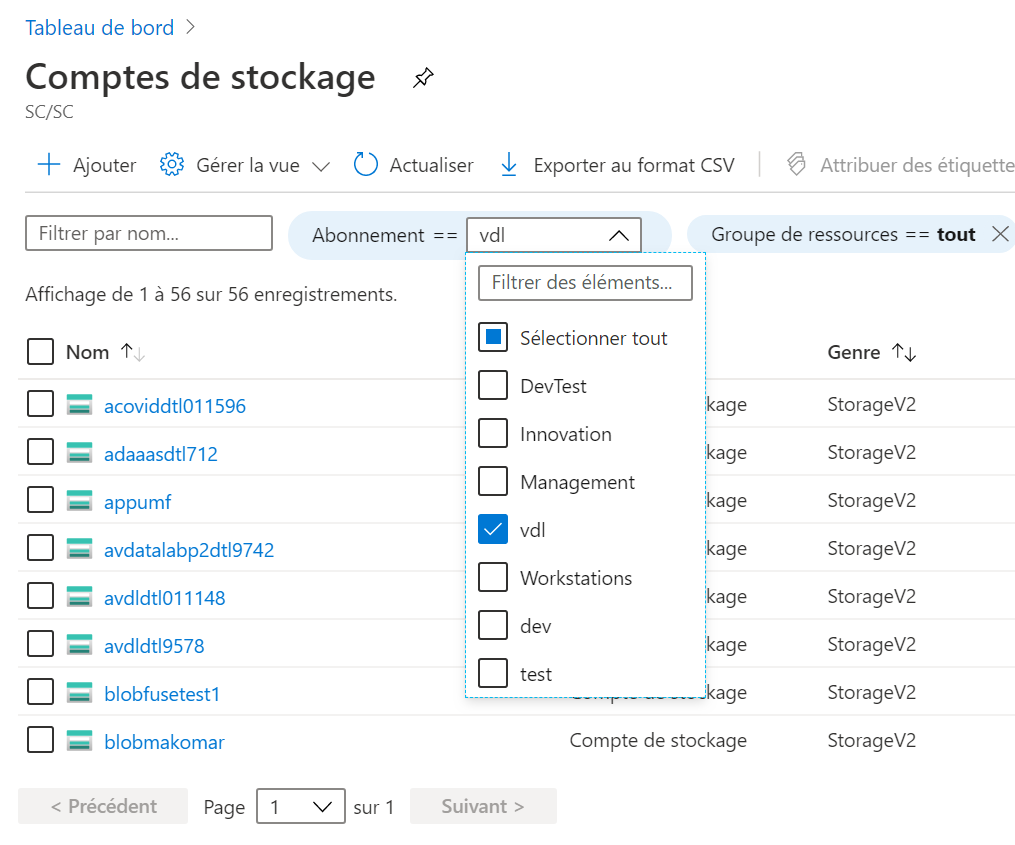 comptes de stockage